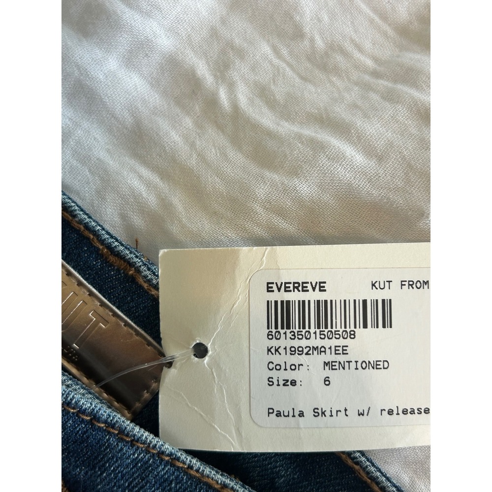 Kut from the Kloth Raw Frayed Hem Modern Western Denim Skirt Size 6 - Picture 7 of 8